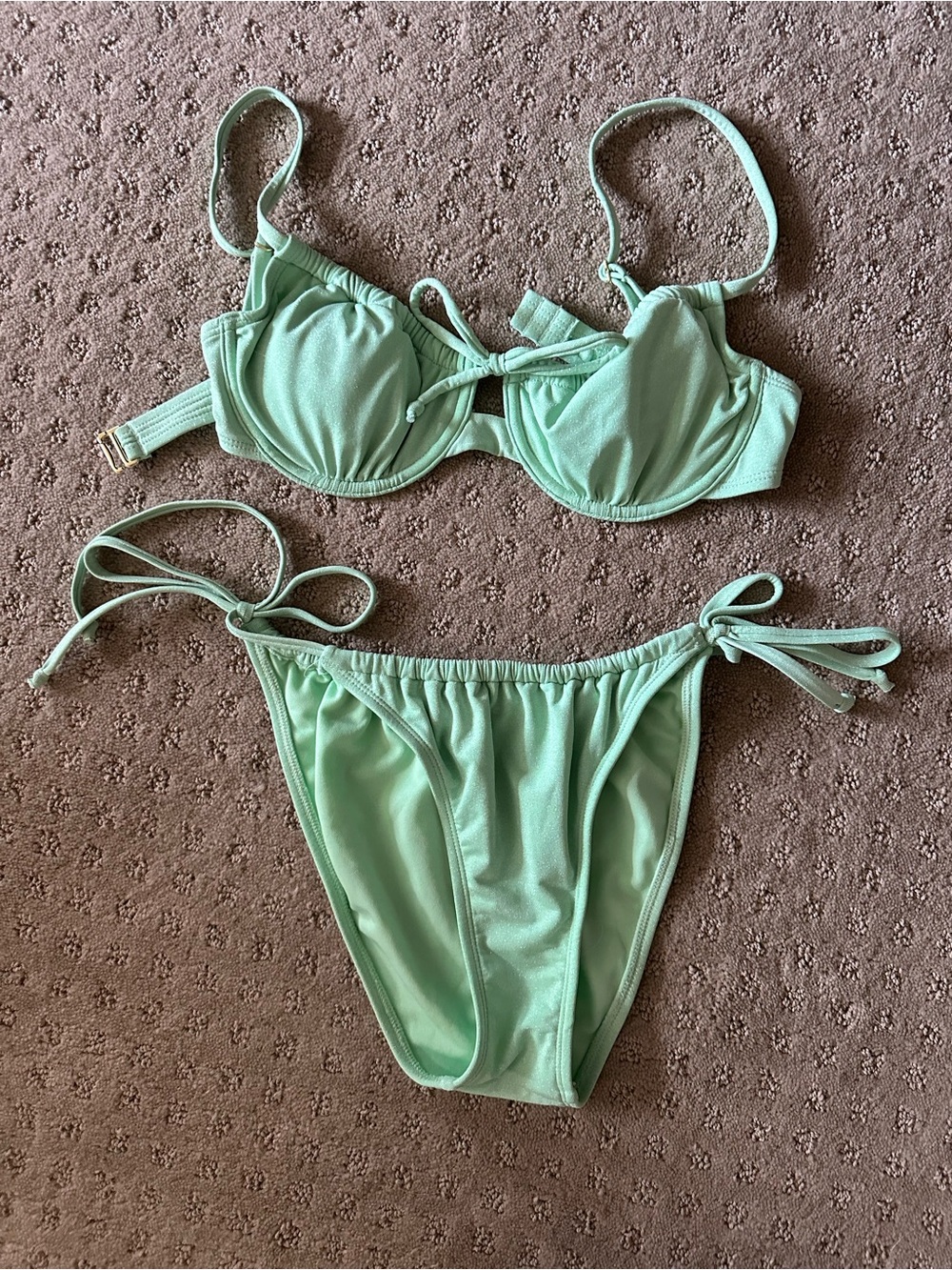Light Mint Green Tie-Side Bikini Set